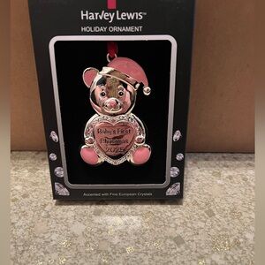 Harvey Lewis Pink Baby's First Christmas Ornament